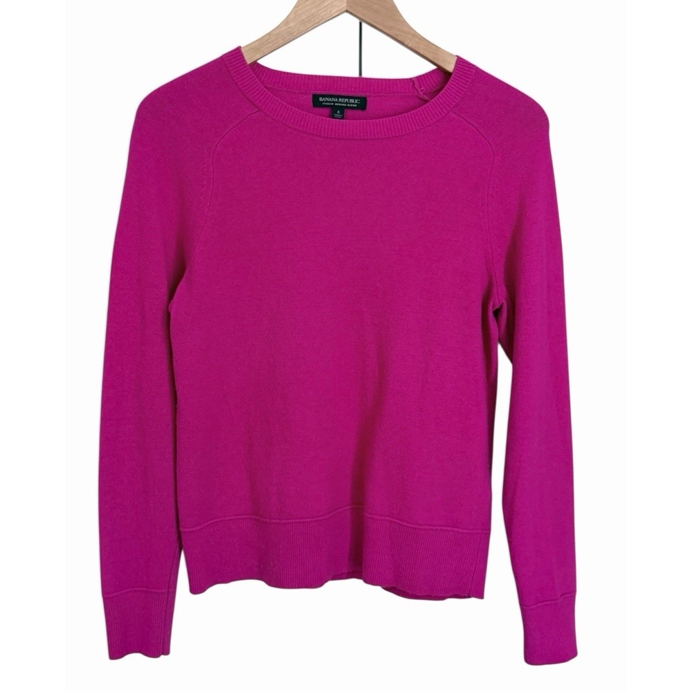 Banana Republic Italian Merino Wool Sweater Womens S Pink Raspberry Luxury Money